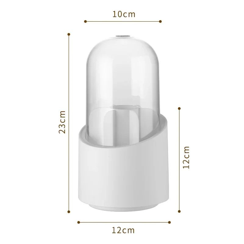 360 Rotating Makeup Brush Holder With Lid Dustproof Makeup Organizer Cosmetic Storage Box For Van 5