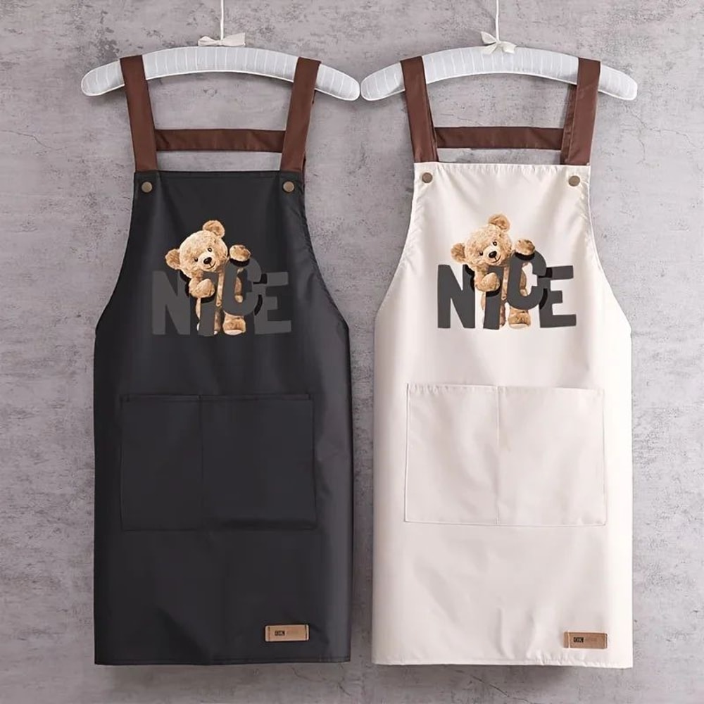 Waterproof Canvas Cooking Apron For Men Women OilResistant Kitchen Apron With Adjustable Neck Stra 0
