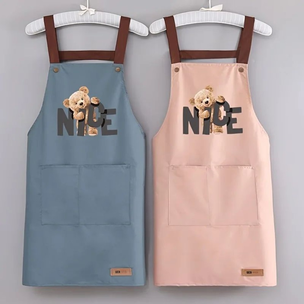Waterproof Canvas Cooking Apron For Men Women OilResistant Kitchen Apron With Adjustable Neck Stra 1
