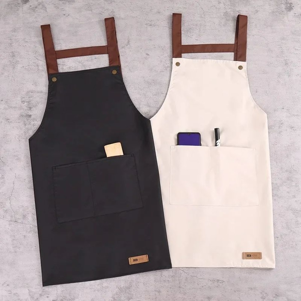 Waterproof Canvas Cooking Apron For Men Women OilResistant Kitchen Apron With Adjustable Neck Stra 3