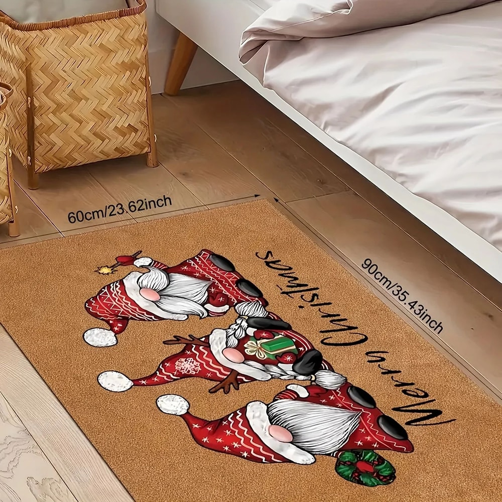 Christmas Gnome Doormat 2Piece Set Holiday Welcome Mat With Soft Absorbent NonSlip Backing 2