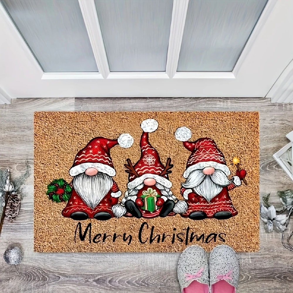 Christmas Gnome Doormat 2Piece Set Holiday Welcome Mat With Soft Absorbent NonSlip Backing 4