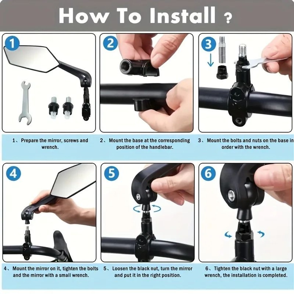 360 Adjustable Mirror HD Wide Angle Rearview Mirror Universal Blind Spot Mirror For Cars Motorcyc 2