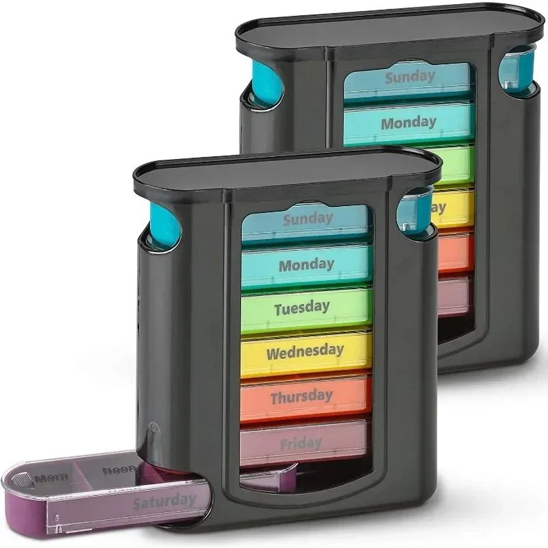 7Day Weekly Pill Organizer With 28 Compartments Portable Travel Medicine Case 0