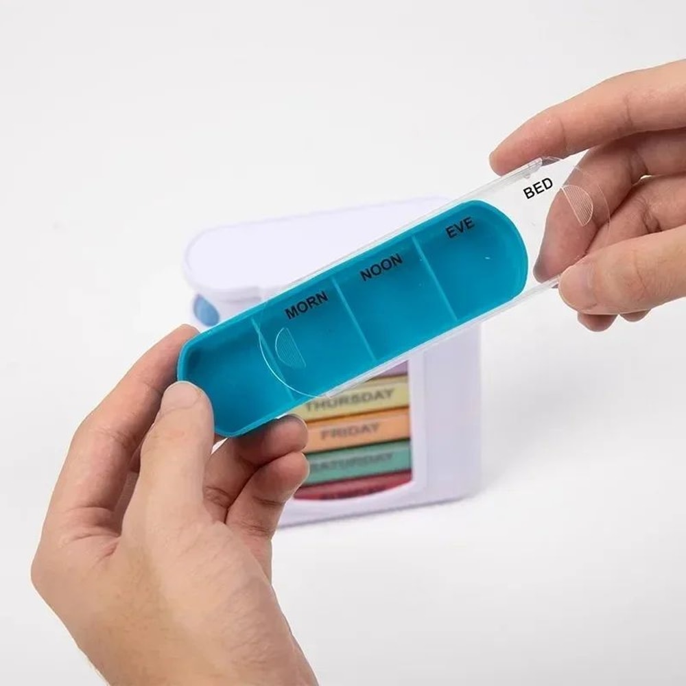 7Day Weekly Pill Organizer With 28 Compartments Portable Travel Medicine Case 2