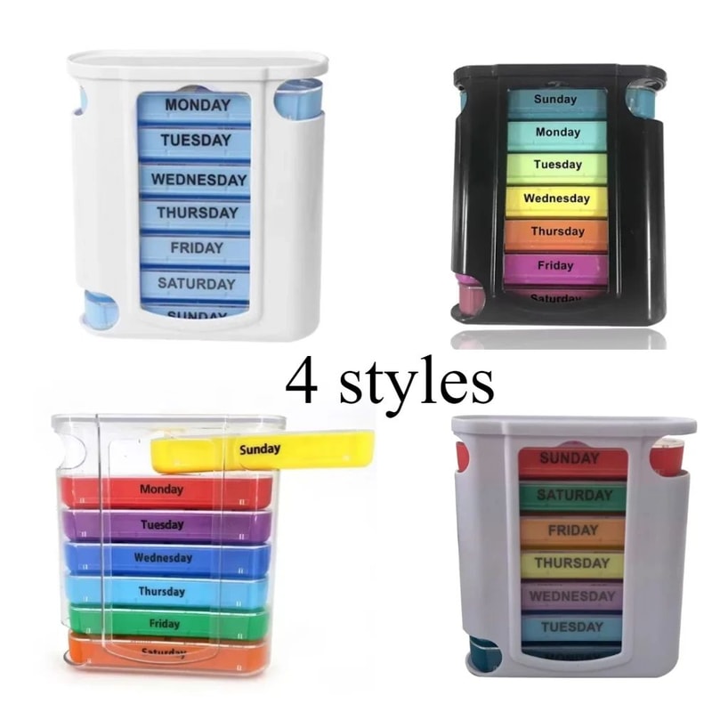 7Day Weekly Pill Organizer With 28 Compartments Portable Travel Medicine Case 5