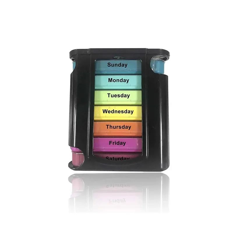 7Day Weekly Pill Organizer With 28 Compartments Portable Travel Medicine Case 7