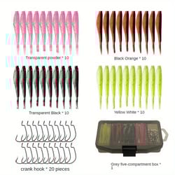 61-piece bionic fishing lures set with crank hooks, soft bait kit in portable tackle box