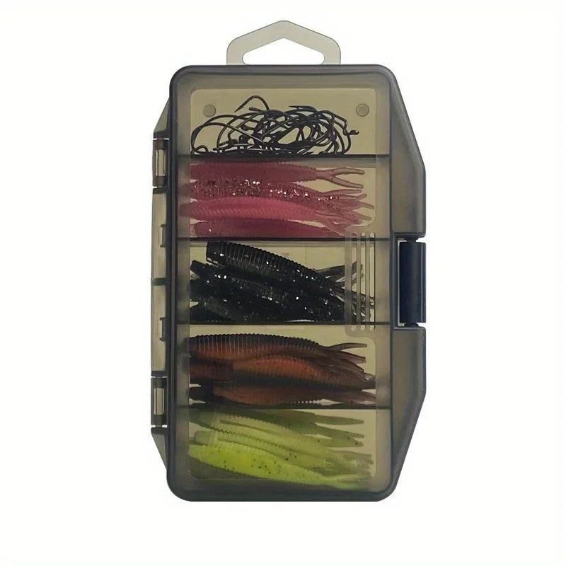 61Piece Bionic Fishing Lures Set With Crank Hooks Soft Bait Kit In Portable Tackle Box 4