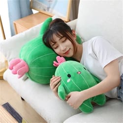 kawaii cactus plush pillow - soft stuffed plant pillow for cozy home decor