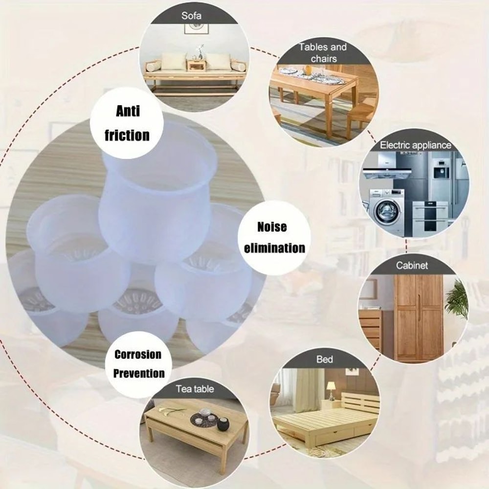 Silicone Chair Leg Protectors 12Pack AntiSlip Chair Leg Caps For Quiet ScratchFree Floors 5