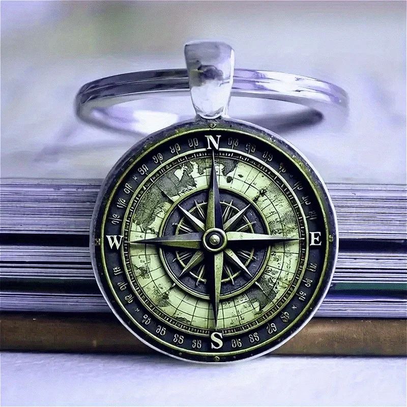 Vintage Compass Keychain Bag Charm Car Pendant Nautical Gift For Men 0