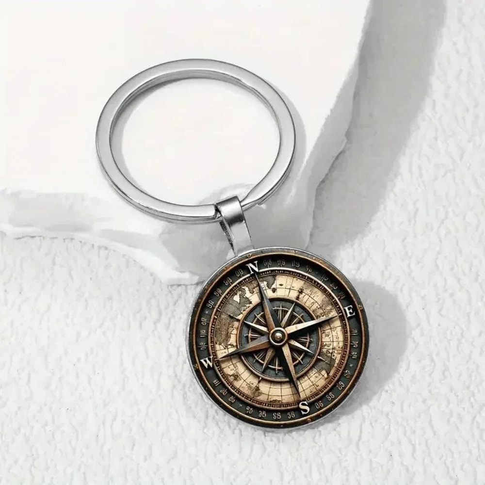 Vintage Compass Keychain Bag Charm Car Pendant Nautical Gift For Men 1