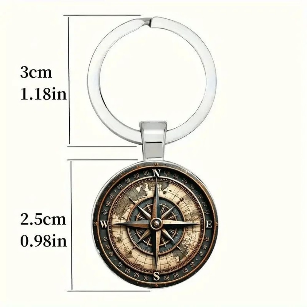 Vintage Compass Keychain Bag Charm Car Pendant Nautical Gift For Men 3