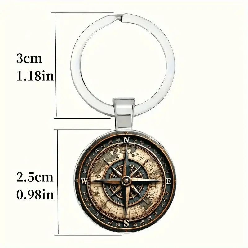 Vintage Compass Keychain Bag Charm Car Pendant Nautical Gift For Men 3