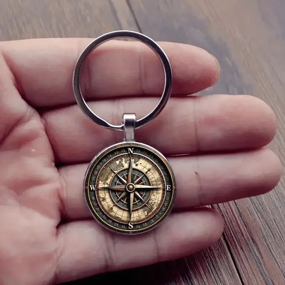 Vintage Compass Keychain Bag Charm Car Pendant Nautical Gift For Men 4