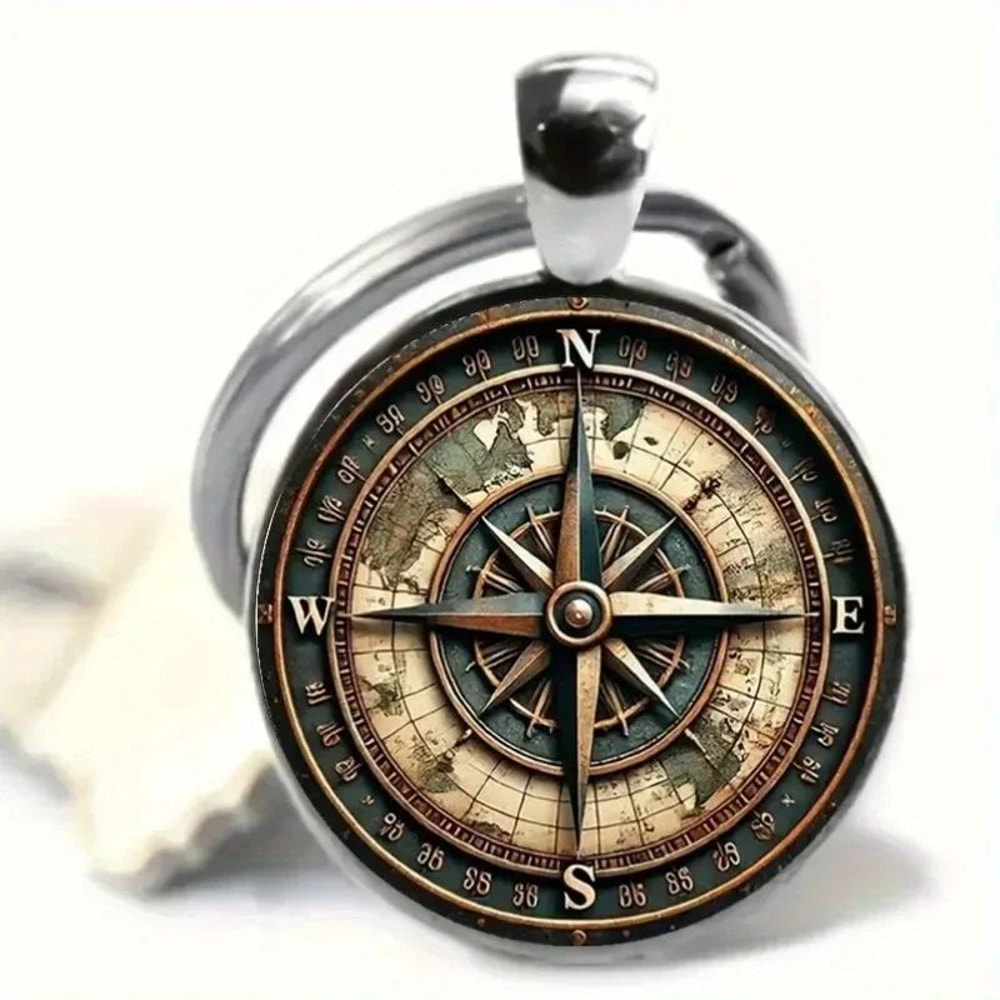 Vintage Compass Keychain Bag Charm Car Pendant Nautical Gift For Men 5