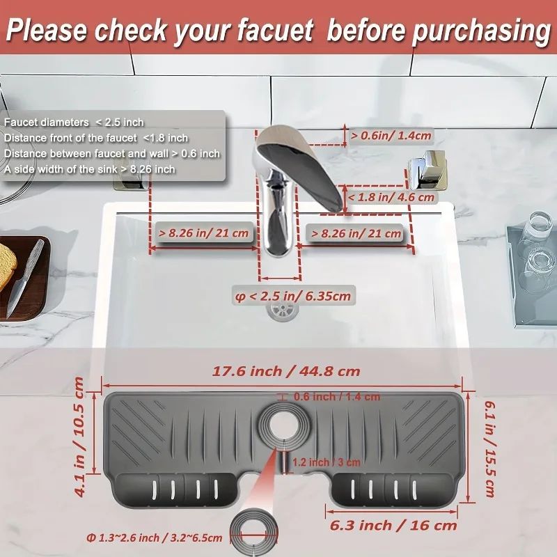 Silicone Kitchen Sink Organizer With Dual Pockets Sink Splash Guard QuickDrain Mat 2