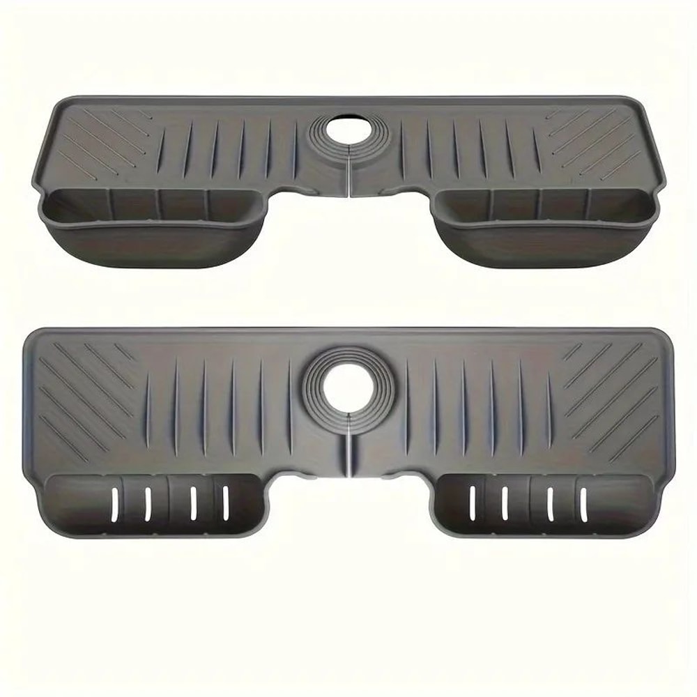 Silicone Kitchen Sink Organizer With Dual Pockets Sink Splash Guard QuickDrain Mat 3