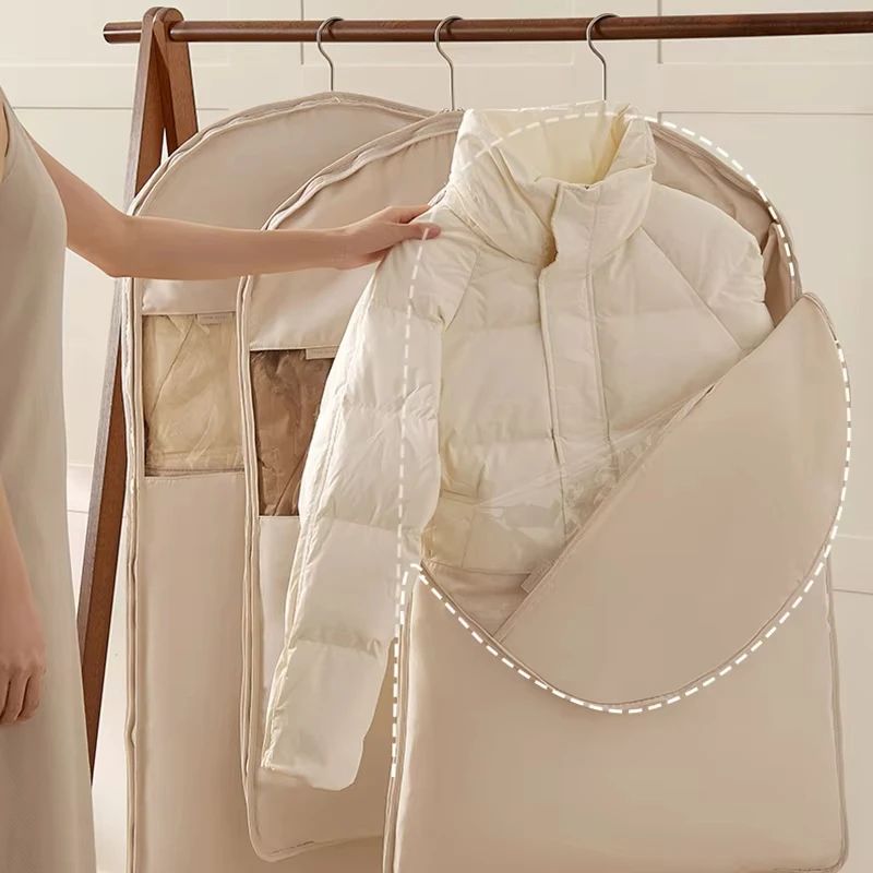 Hanging Compression Storage Bag For Winter Coats Visible Dustproof Garment Cover SpaceSaving Wardr 4