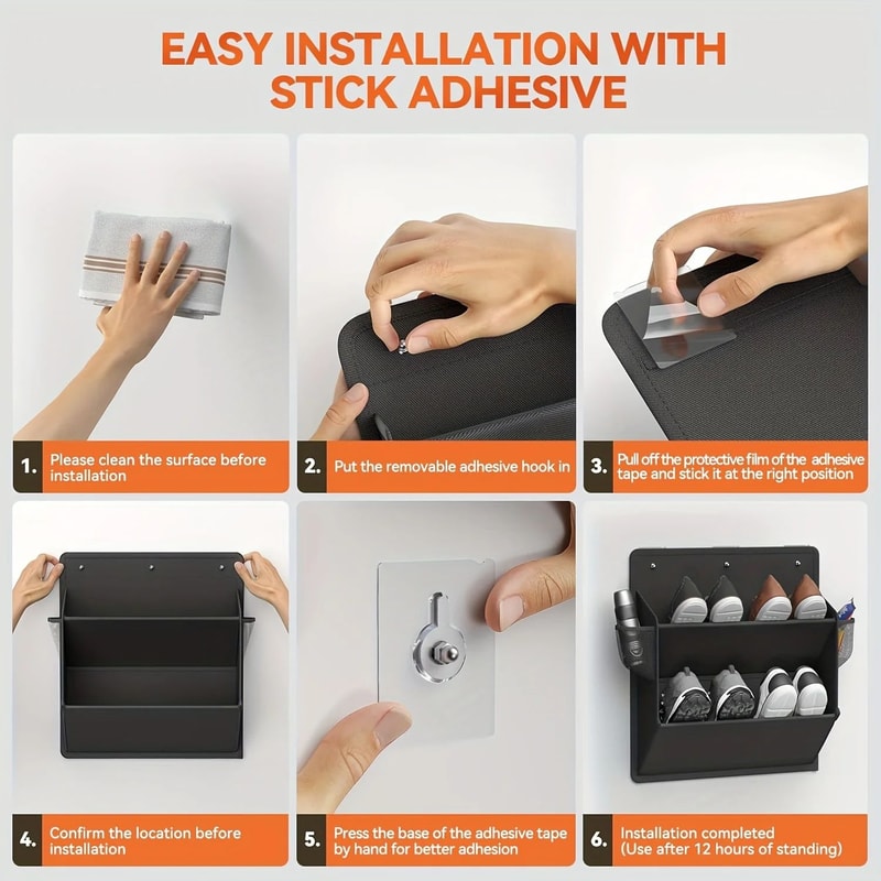 Foldable Wall Mounted Shoe Organizer With Adhesive Pockets For RV Closet Small Spaces 4