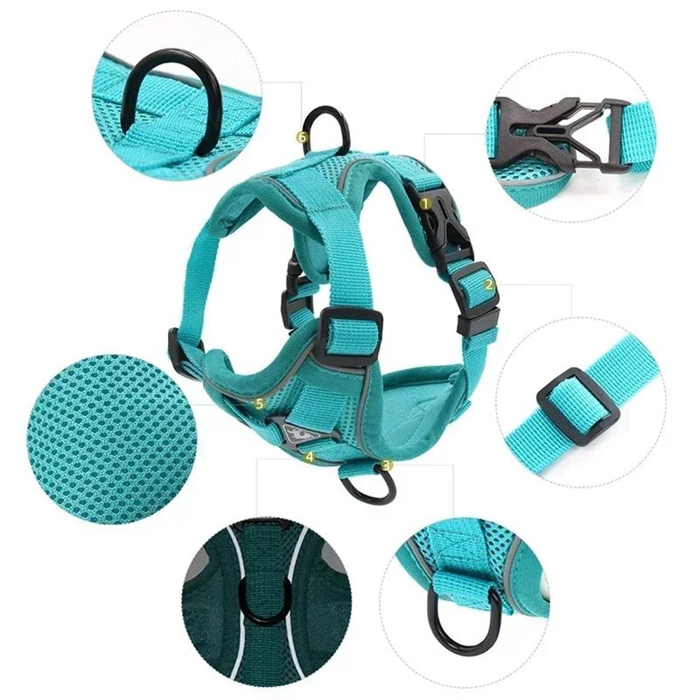 NoPull Reflective Mesh Harness Leash Set For Small Dogs And Cats Adjustable Comfort Vest 2