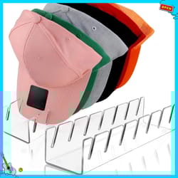 acrylic 7-slot baseball cap organizer stand – clear hat storage rack for neat, no-crush cap display