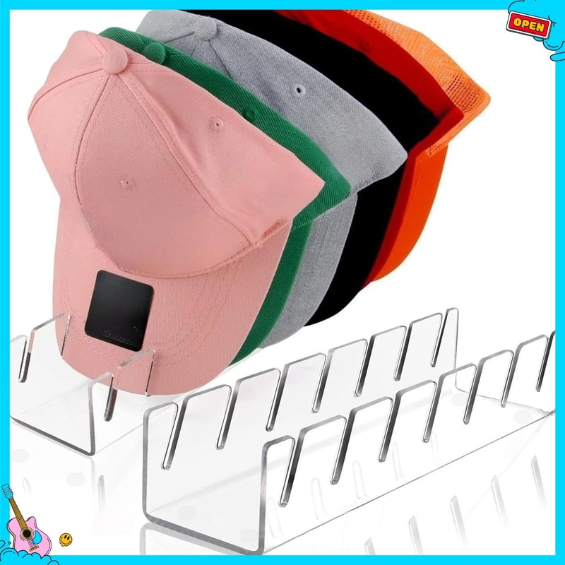 Acrylic 7Slot Baseball Cap Organizer Stand Clear Hat Storage Rack For Neat NoCrush Cap Display 0