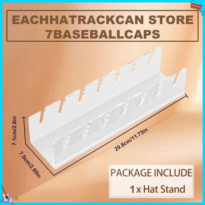 Acrylic 7Slot Baseball Cap Organizer Stand Clear Hat Storage Rack For Neat NoCrush Cap Display 2