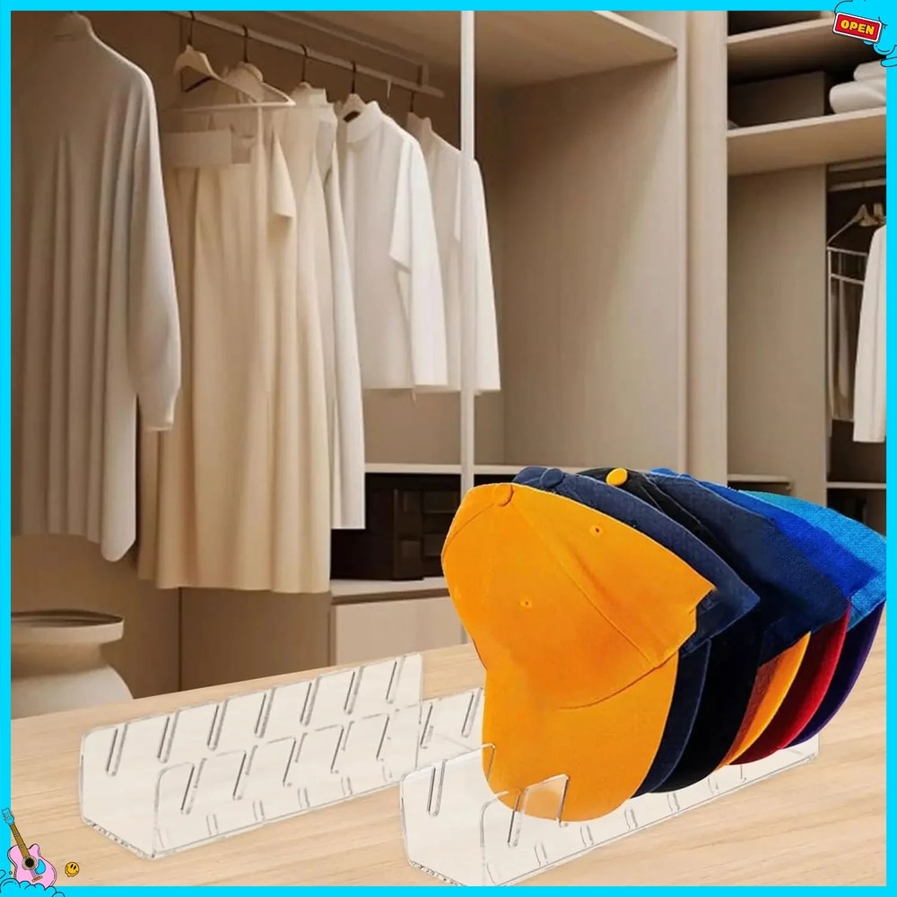 Acrylic 7Slot Baseball Cap Organizer Stand Clear Hat Storage Rack For Neat NoCrush Cap Display 3