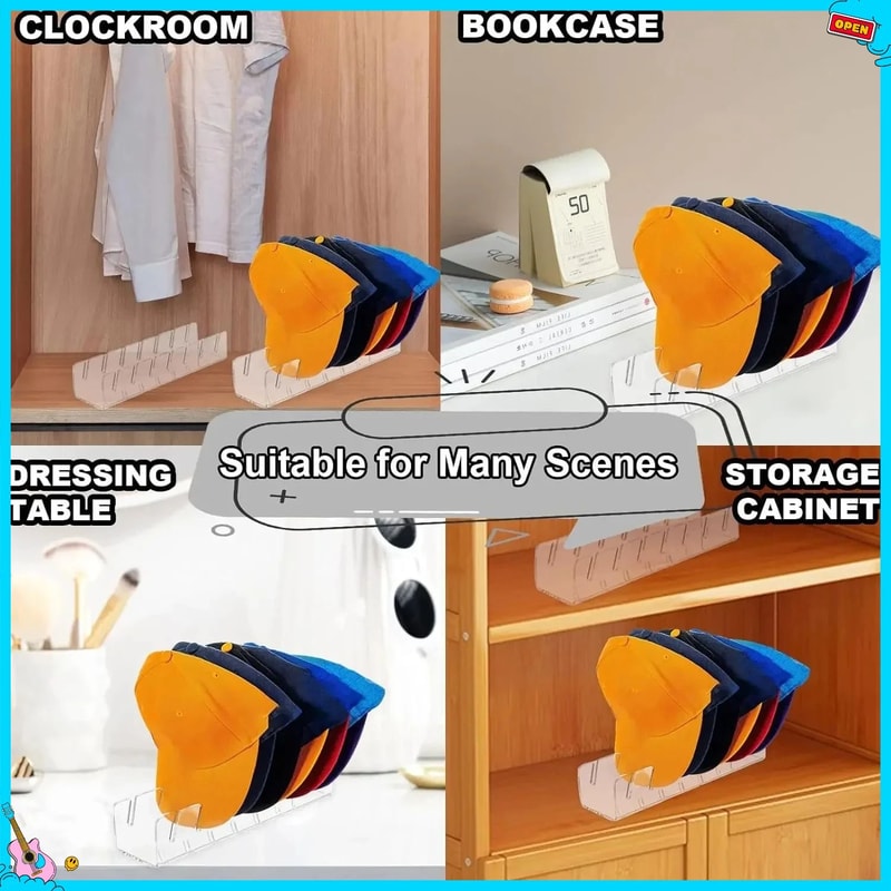 Acrylic 7Slot Baseball Cap Organizer Stand Clear Hat Storage Rack For Neat NoCrush Cap Display 4