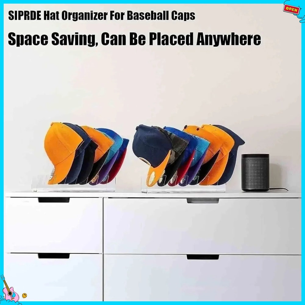 Acrylic 7Slot Baseball Cap Organizer Stand Clear Hat Storage Rack For Neat NoCrush Cap Display 5