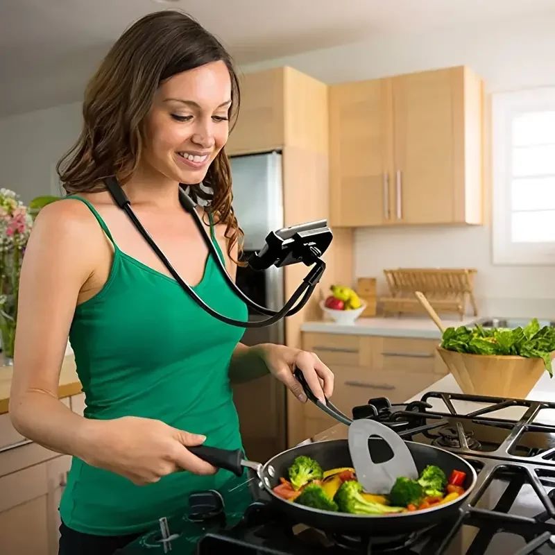 Adjustable Neck Phone Holder With 360 Rotation Extendable HandsFree Stand For Calls Streaming Self 1