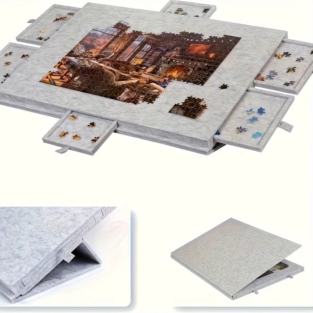 6in1 Portable Puzzle Table With Stand Cover Lid 6 Sorting Drawers Fits 1000 Pieces 4