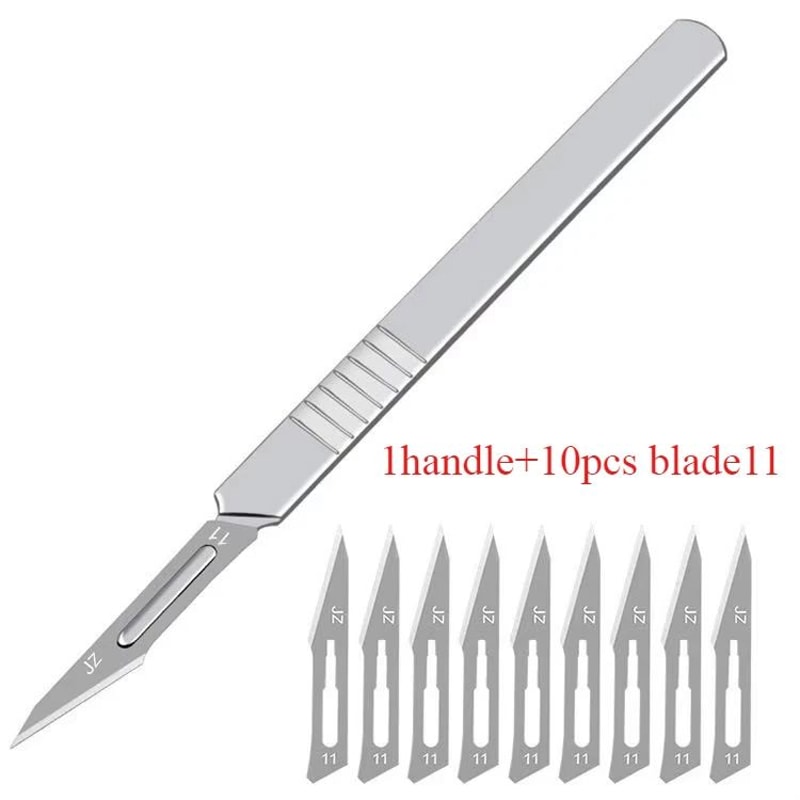 Carbon Steel Scalpel Blade Set With Handl Precision Craft Knife For PCB And Screen Repair 12