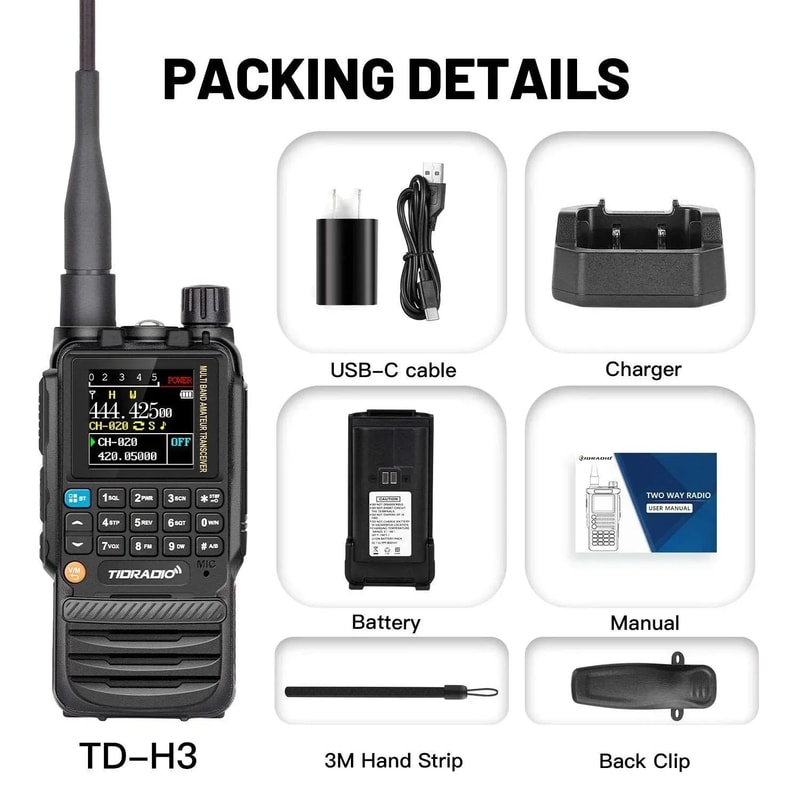 TIDRADIO TDH3 Wireless Programming Radio With Dual PTT And USBC Charging 4