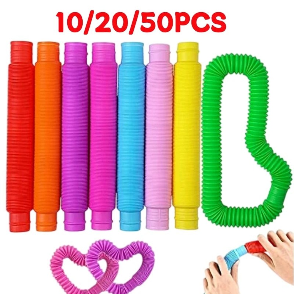 Rainbow Pop Tubes Bulk Pack 102050pcs Telescopic Sensory Toys For Stress Relief Classrooms 0