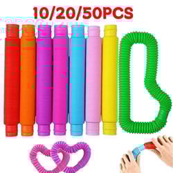 rainbow pop tubes bulk pack (10/20/50pcs) telescopic sensory toys for stress relief & classrooms