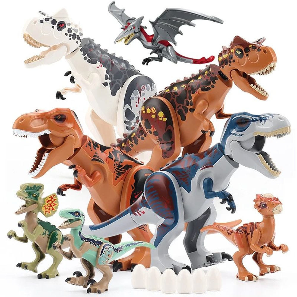 Jurassic Dino Park Dinosaur Building Blocks Set Large TRex Velociraptor Triceratops Brick Figures 0