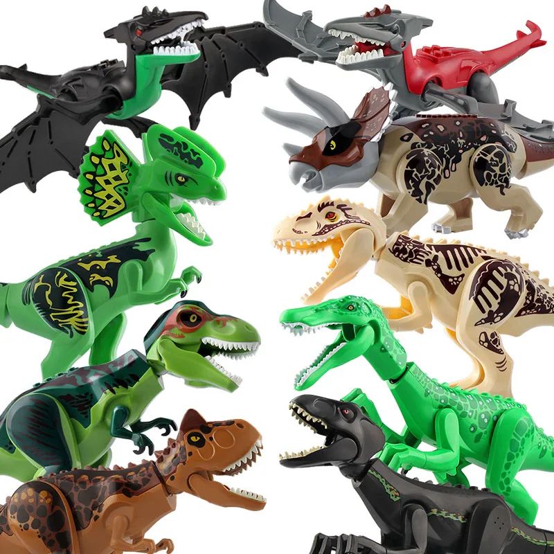 Jurassic Dino Park Dinosaur Building Blocks Set Large TRex Velociraptor Triceratops Brick Figures 1