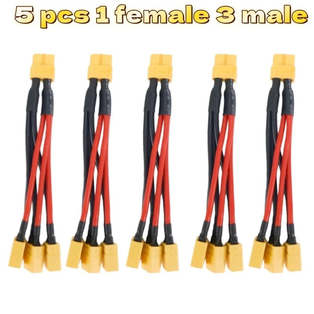 XT60 Parallel Battery Connector 3Way Y Splitter Cable With 14AWG Silicone Wire MaleFemale 10