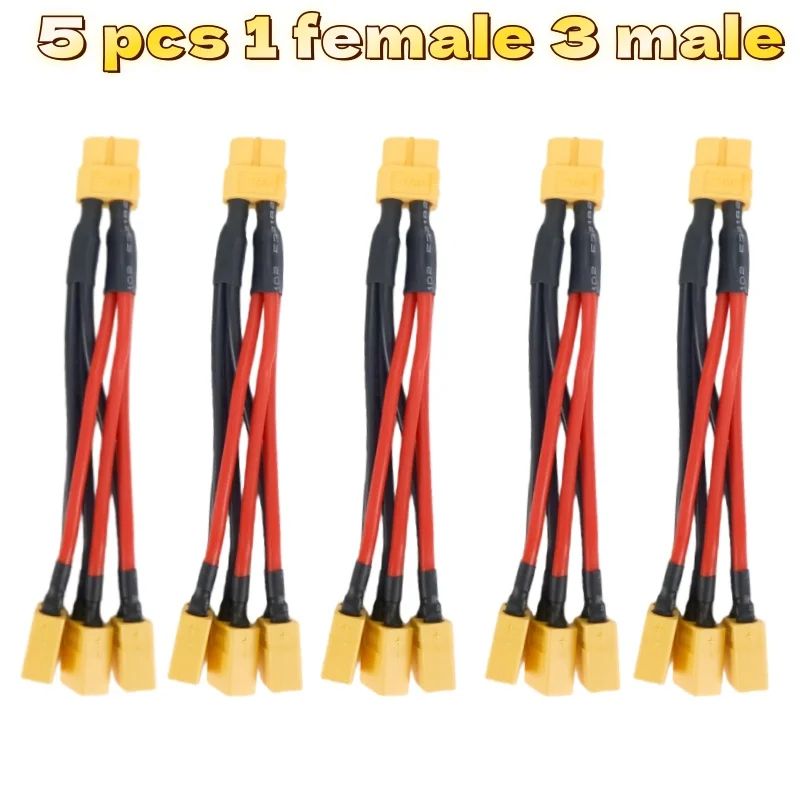 XT60 Parallel Battery Connector 3Way Y Splitter Cable With 14AWG Silicone Wire MaleFemale 10