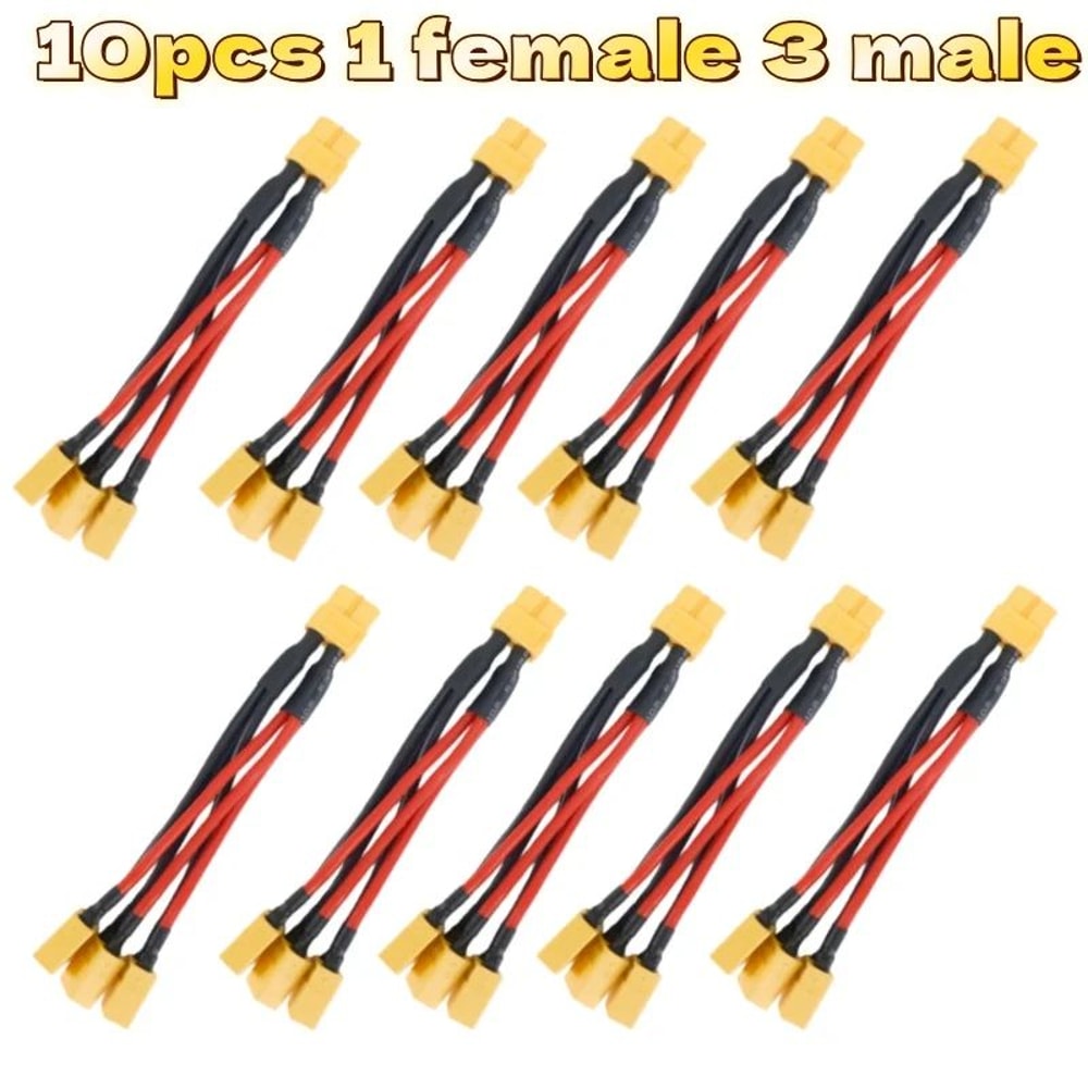 XT60 Parallel Battery Connector 3Way Y Splitter Cable With 14AWG Silicone Wire MaleFemale 11