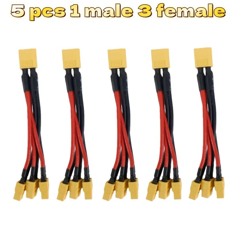 XT60 Parallel Battery Connector 3Way Y Splitter Cable With 14AWG Silicone Wire MaleFemale 12