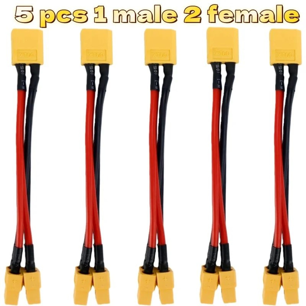 XT60 Parallel Battery Connector 3Way Y Splitter Cable With 14AWG Silicone Wire MaleFemale 6