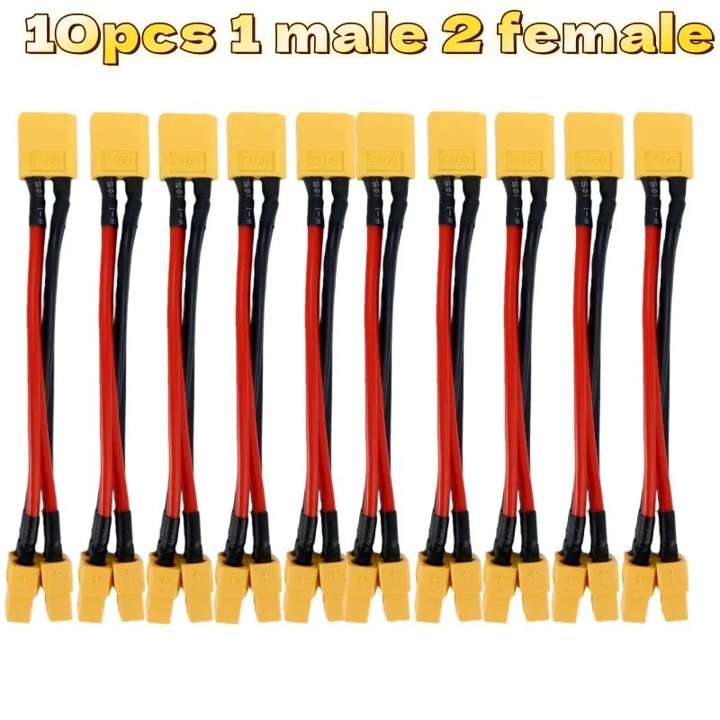 XT60 Parallel Battery Connector 3Way Y Splitter Cable With 14AWG Silicone Wire MaleFemale 7