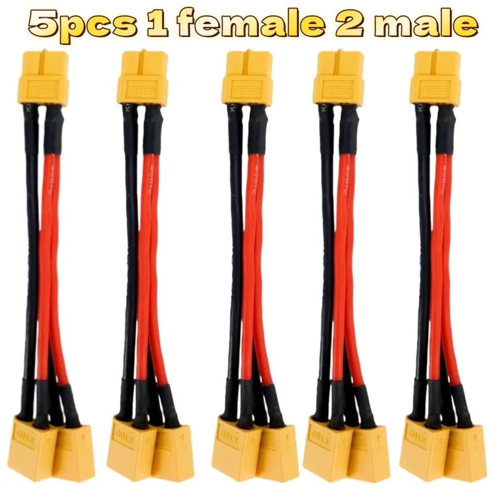 XT60 Parallel Battery Connector 3Way Y Splitter Cable With 14AWG Silicone Wire MaleFemale 8