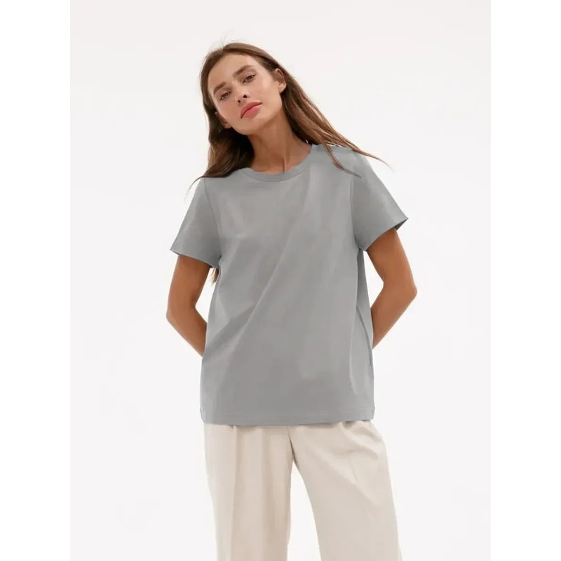 Bornladies 230g Heavyweight Cotton Tee For Women Loose Fit Solid Summer Top 5