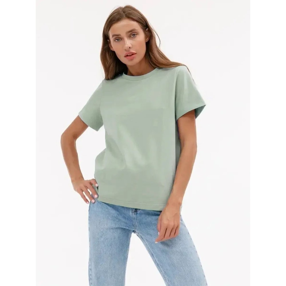 Bornladies 230g Heavyweight Cotton Tee For Women Loose Fit Solid Summer Top 8