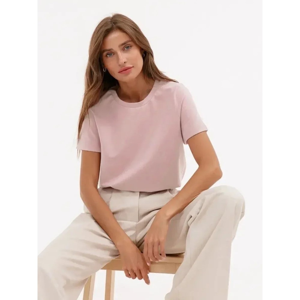 Bornladies 230g Heavyweight Cotton Tee For Women Loose Fit Solid Summer Top 10